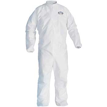 KleenGuard A30 Breathable Splash/Particle Protection Coveralls, Zip Front, Elastic Wrists/Ankles, White, 3-XL, 21 Coveralls/Carton