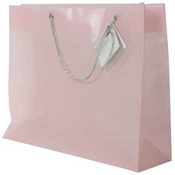 JAM Paper Opaque Shopping Bag, 13&quot; x 10 1/2&quot; x 4&quot;, Light Pink