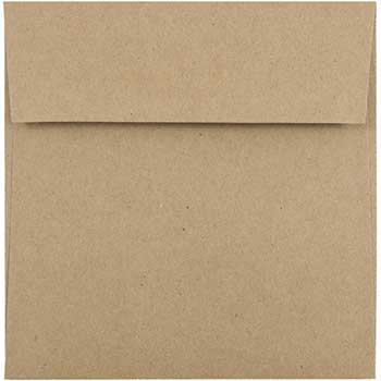 JAM Paper Square Invitation Envelopes, 5 1/2&quot; x 5 1/2&quot;, Brown Kraft Paper Bag, 250/CT