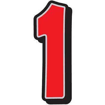 Auto Supplies Giant Magnetic Number, Red with Gray Border, 1, 1/BX