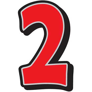 Auto Supplies Giant Magnetic Number, Red with Gray Border, 2, 1/BX