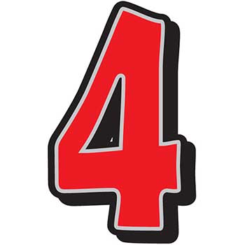 Auto Supplies Giant Magnetic Number, Red with Gray Border, 4, 1/BX