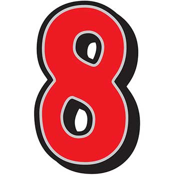 Auto Supplies Giant Magnetic Number, Red with Gray Border, 8, 1/BX