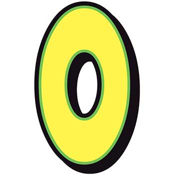 Auto Supplies Giant Magnetic Number, Yellow with Green Border, 0, 1/BX