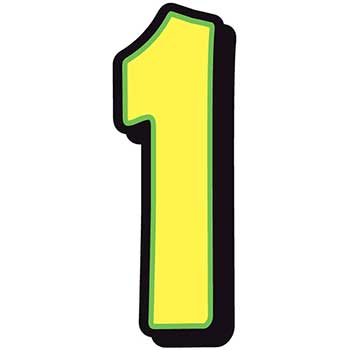Auto Supplies Giant Magnetic Number, Yellow with Green Border, 1, 1/BX