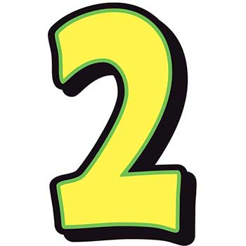 Auto Supplies Giant Magnetic Number, Yellow with Green Border, 2, 1/BX