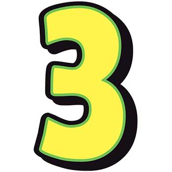 Auto Supplies Giant Magnetic Number, Yellow with Green Border, 3, 1/BX