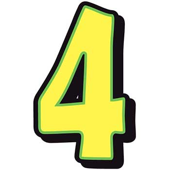 Auto Supplies Giant Magnetic Number, Yellow with Green Border, 4, 1/BX