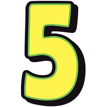 Auto Supplies Giant Magnetic Number, Yellow with Green Border, 5, 1/BX