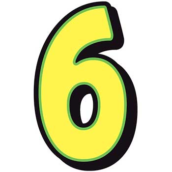 Auto Supplies Giant Magnetic Number, Yellow with Green Border, 6, 1/BX