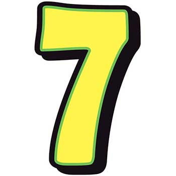 Auto Supplies Giant Magnetic Number, Yellow with Green Border, 7, 1/BX