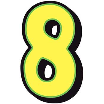 Auto Supplies Giant Magnetic Number, Yellow with Green Border, 8, 1/BX