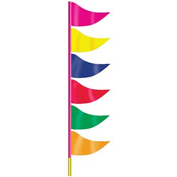 Auto Supplies Ground Pennants with Poles, Multi Color, Plasticloth, 6/PK