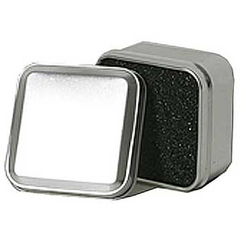 JAM Paper Square Ring Tin, Small, 2&quot; x 2&quot; x 1 1/4&quot;, Silver