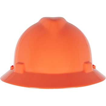 MSA Hard Hat, Full Brim, Hi-Viz Orange, with 4-pt Staz-On Suspension
