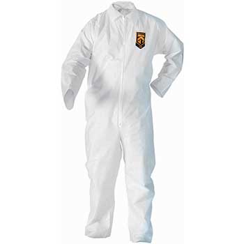 KleenGuard A20 Breathable Particle Protection Coveralls, Zip Front, White, Large, 24/Carton