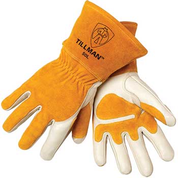 Tillman 50 Top Grain Split Cowhide MIG Welding Gloves, Fleece Lined, Large