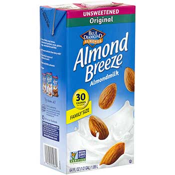 Blue Diamond Almond Breeze Unsweetened Almondmilk, 64 fl oz., 2/PK