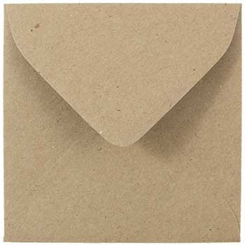 JAM Paper Square Recycled Invitation Envelopes, 3 1/8&quot; x 3 1/8&quot;, Brown Kraft Paper Bag, 50/PK