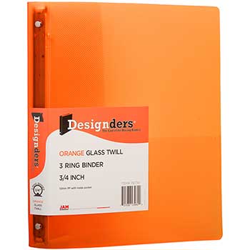 JAM Paper Plastic 3-Ring Binder, 3/4&quot;, Orange