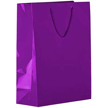 JAM Paper Glossy Gift Bag with Rope Handles, 12 1/2&quot; x 17&quot; x 6&quot;, Purple