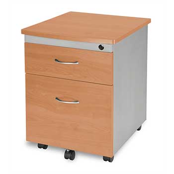 OFM™ Model 55106 Modular Wheeled Mobile 2-Drawer File Cabinet Pedestal, Maple