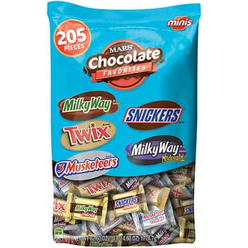 Mars Chocolate Favorites Minis Size Candy Bars Assorted Variety Mix Bag, 62.6 oz., 205 Pieces