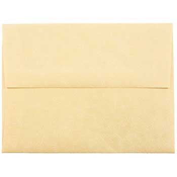 JAM Paper A2 Parchment Invitation Envelopes, 4 3/8&quot; x 5 3/4&quot;, Antique Gold Recycled, 50/BX