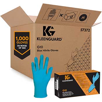 KleenGuard G10 Blue Nitrile Gloves, Powder-Free, Blue, Medium, 100/BX, 10 BX/CT