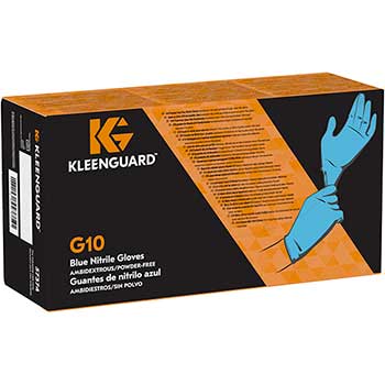 KleenGuard G10 Blue Nitrile Gloves, 6 Mil, Powder-Free, Ambidextrous, Size 9, Large, 100 Gloves Per Box