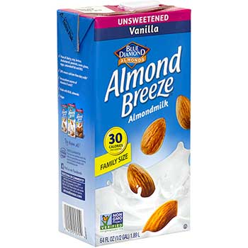 Blue Diamond Almond Breeze Unsweetened Vanilla Almondmilk, 64 oz, 2/Pack