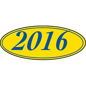 Auto Supplies Window Sticker, 2016, Oval, Blue/Yellow, 12/PK