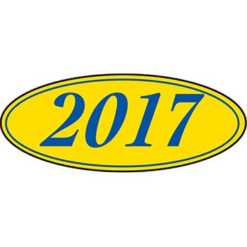 Auto Supplies Window Sticker, 2017, Oval, Blue/Yellow, 12/PK