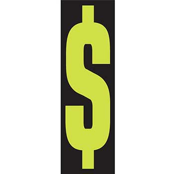 Auto Supplies Window Sticker, 9 1/2&quot;, Fluorescent Green/Black, &#39;$&#39;, 12/PK