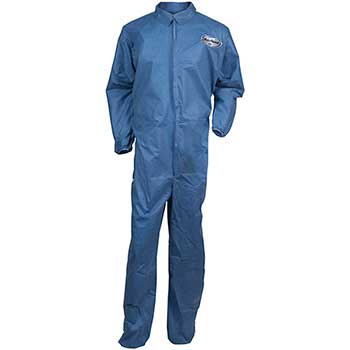 KleenGuard A20 Breathable Particle Protection Coveralls, Zip Front, Elastic Back, Wrists and Ankles, Blue Denim, 3XL, 20/Carton