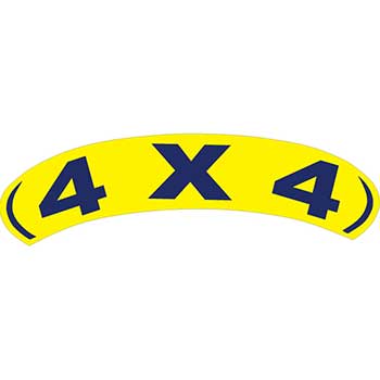 Auto Supplies Arch Slogan Window Sticker, 4&quot; X 4&quot;, Blue/Yellow, 12/PK