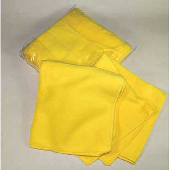 Auto Supplies Deluxe Detailing Towel, 16&quot; x 16&quot;, Yellow, 4/PK