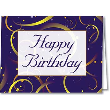 Auto Supplies &quot;Health, Happiness, &amp; Success&quot; Birthday Cards with Envelopes, 4.25&quot; x 5.5&quot;, Purple/Yellow, 50 Cards/Box