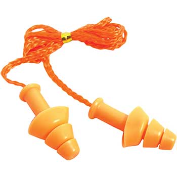 SAS Safety Corp. Corded Silicone Earplugs, NRR26, 100/BX