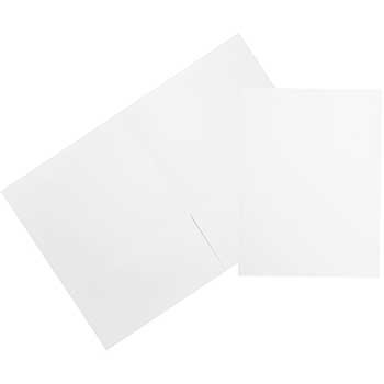 JAM Paper Premium Matte Cardstock Twin Pocket Folders, White, 100/BX