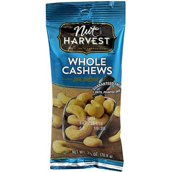 Nut Harvest Sea Salted Whole Cashews, 2.25 oz., 8/PK