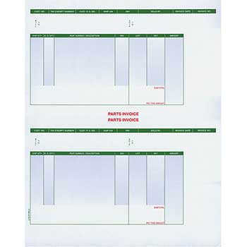 Auto Supplies Laser Part Invoice, LZR-PT-INV-2, Perforated at 5 1/2&quot;, 250/PK