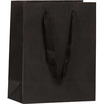 JAM Paper Heavy Duty Kraft Gift Bag, 8&quot; x 10&quot; x 4&quot;, Black Matte Recycled