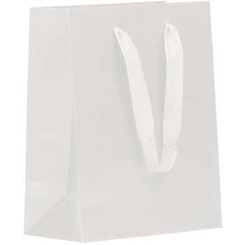 JAM Paper Heavy Duty Kraft Gift Bag, 8&quot; x 10&quot; x 4&quot;, White Matte Recycled