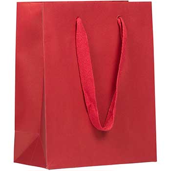 JAM Paper Heavy Duty Kraft Matte Gift Bags, 8&quot; x 10&quot; x 4&quot;, Red Recycled, 10/PK