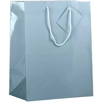 JAM Paper Glossy Gift Bags with Rope Handles, 10&quot; x 5&quot; x 13&quot;, Baby Blue, 6/PK