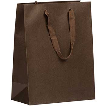 JAM Paper Heavy Duty Kraft Gift Bag, 10&quot; x 13&quot; x 5&quot;, Chocolate Brown Matte Recycled