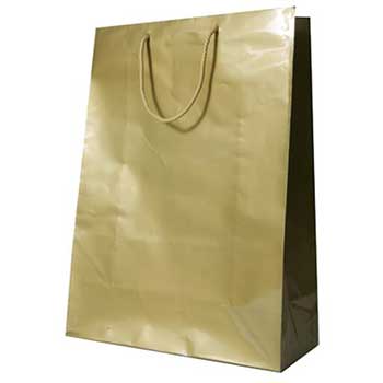 JAM Paper Glossy Gift Bag with Rope Handles, 12 1/2&quot; x 17&quot; x 6&quot;, Gold