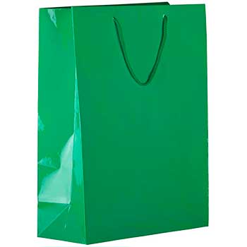 JAM Paper Glossy Gift Bag with Rope Handles, 12 1/2&quot; x 17&quot; x 6&quot;, Green