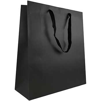 JAM Paper Heavy Duty Matte Horizontal Gift Bag, 16&quot; x 17 1/2&quot; x 6&quot;, Black Kraft Recycled